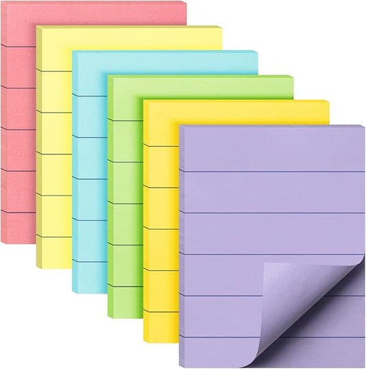 Mr. Pen- Small Lined Sticky Notes, 1.5" x 2", 6 Pads, 60 Sheets/Pad, Vibrant Color, Mini Sticky Notes with Lines, Ruled Post Stickies, Memo Pads, Self-Stick Note Pad for Office, School, Home, Study