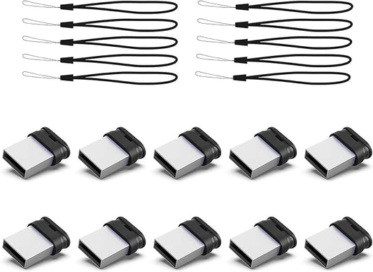 K&ZZ 16GB Mini Flash Drive 10 Pack 16G Small USB Drive with Lanyard Low Profile USB 2.0 Flash Drive 16 GB Tiny Thumb Drive Memory Stick (16GB, Black)