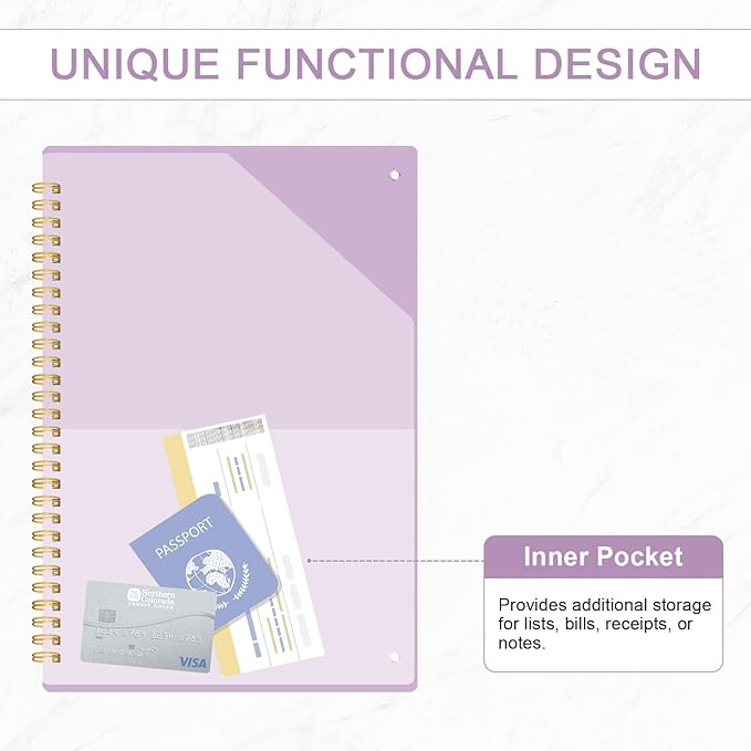 Daily Planner Undated, To-Do List Notebook with Hourly Schedule, Spiral Appointment Organizer Calendar for Man / Women, Flexible Cover, Twin-Wire Binding Elastic Closure, Pocket Pen Loop, 160 Pages