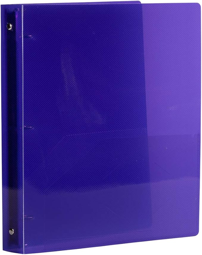 JAM PAPER Plastic 1 inch Binder - Purple 3 Ring Binder - Sold Individually