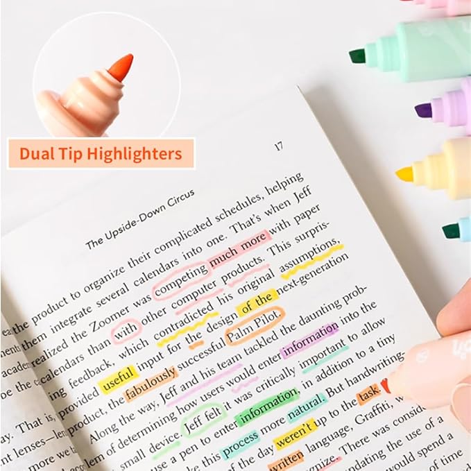 6 Pack Cute Candy Shaped Highlighters, Dual Tip Pastel Highlighter, Assorted Colors Marker Pen for Journals Planners Books Notes, Quick Dry, Write Smoothly, Macaron Colors
