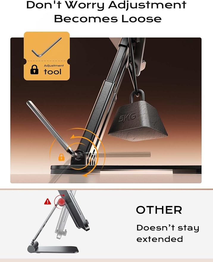 LISEN Tablet Stand, for iPad Stand Tablet Holder for Desk, Desk Accessories for Men Dorm Essentials Portable Monitor Stand for Apple iPad mini Accessories Switch Kindle