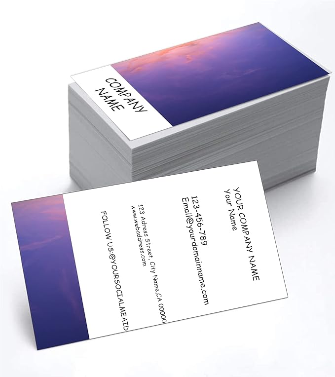 Simple Design Business Card 3.5" x 2" 200 pcs - Add Picture or Logo,Custom Premium Name Cards with Logo Two-Sided, High-end 500 pcs
