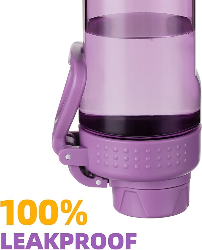 OLDLEY Water Bottles 20oz BPA Free Tritan Water Bottle with Carry Handle and Spout Lid, Leakproof Kids Water Bottle for Home,Travel, School, Outdoors, Dark Purple