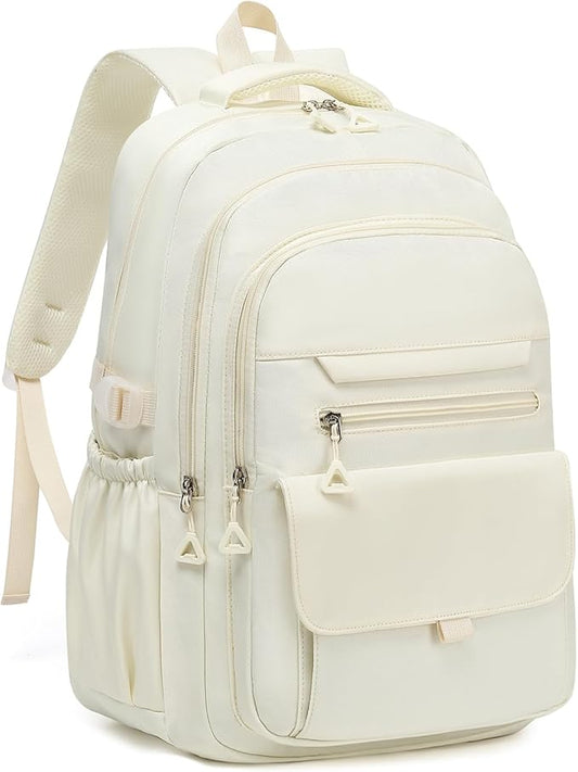 Phaoullzon Girls School Backpack for Boys, College Aesthetic Laptop Teen Bookbag for Travel,Beige
