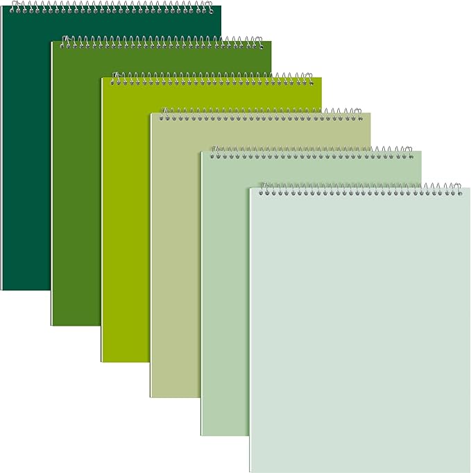 Resurhang 6 Pack 8.5 x 11'' Office Steno Book Double-sided Spiral Steno Books College Ruled White Paper 70 Sheets/Pad Pastel Colors Covers for School Office(Vivid Color,Classic Style)