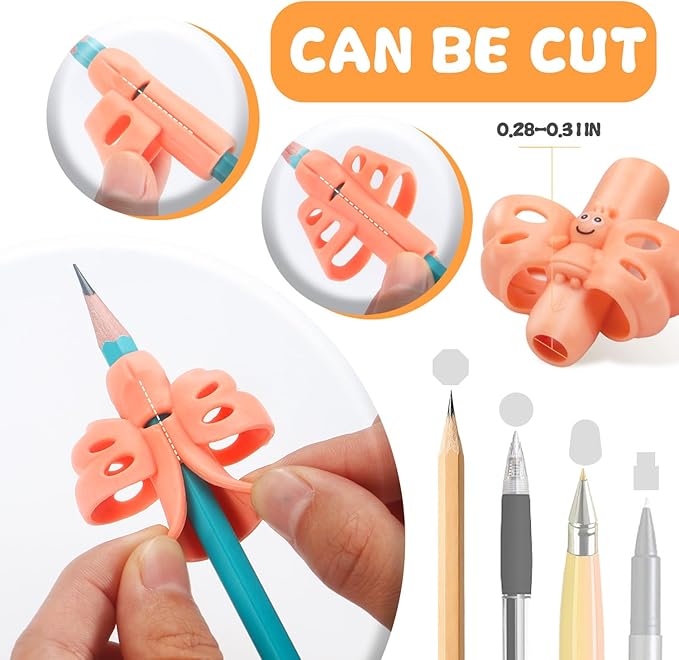 18 Pack Pencil Grips for Kids Handwriting Preschool Pencil Grip Holding Trainer Grippers Pen Grip Writing Tool for Kids Toddler Children, Fits Pencils, Pens, Crayons (Orange-red)