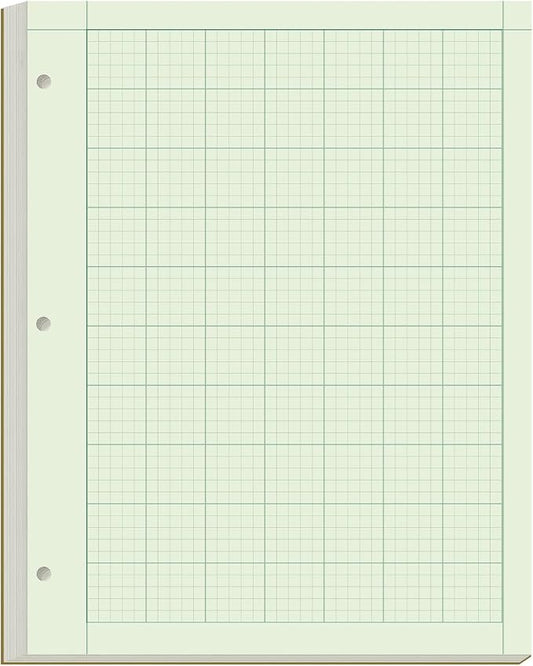 Yaridar Engineering Notebooks - 50 Sheets/100 Pages Graph Paper, 5 x 5 Graph Rule on Back, 3-Hole Engineering Computation Pad, 100 Gsm Green Tint Paper, 8-1/2" x 11"