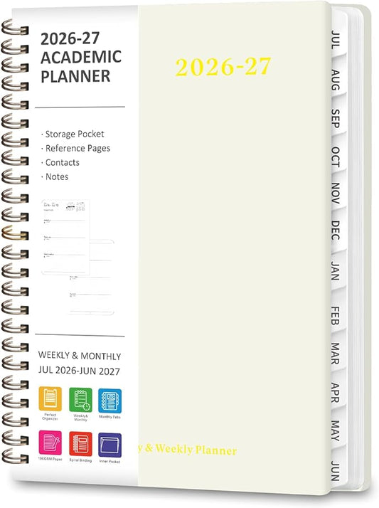 Planner 2026-2027, Weekly and Monthly Academic Year Calendar Planner, July 2026 - June 2027, Daily Agenda Book for Office School Supplies, A5(6.3'' x 8.5'')