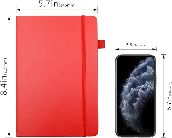 Lined Journal Notebooks with Pen Loop, Hardcover Notebook Journal for Work, 100Gsm Premium Thick Paper with Inner Pocket, Medium 5.7''''x8.4'''', ?bright Red, Ruled, 1 Pack