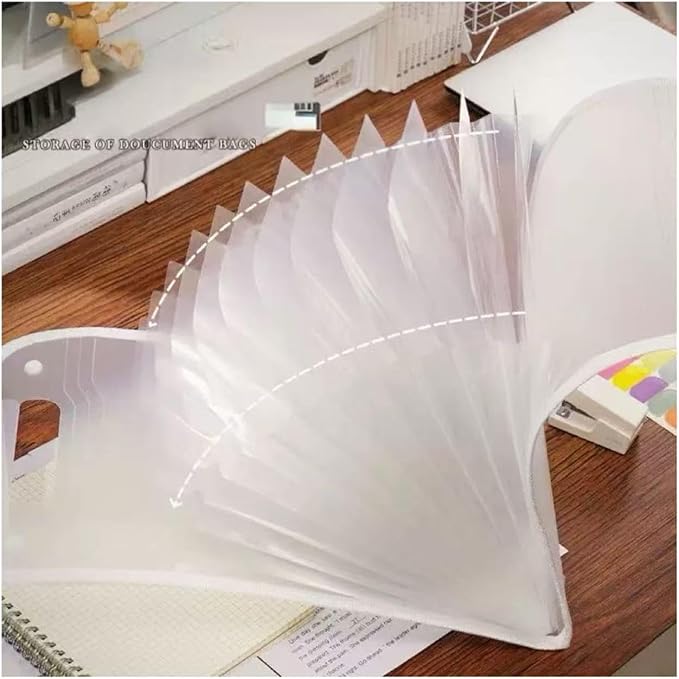 Vertical Accordion File Folder,13 Pockets Expanding File Organize with Labels,A4 Letter Size Paper Document Receipt Organizer Accordion Filing Folder for Classroom, Home,Office.(White)