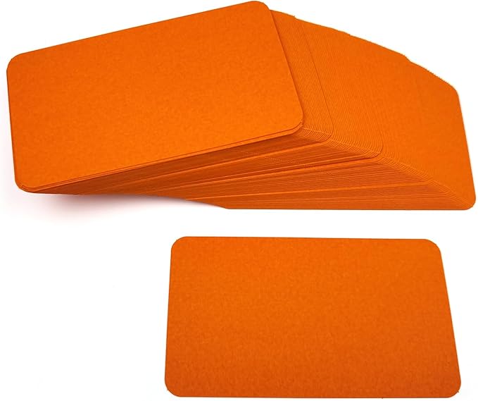PPAPPAPPIYO 3.5x2 rounded corner index cards180gsm Thick Cardstock, Blank Colored Flash Cards for Study, Notes, Business Cards & Labels, Small Notecards 100 Pack (Orange)