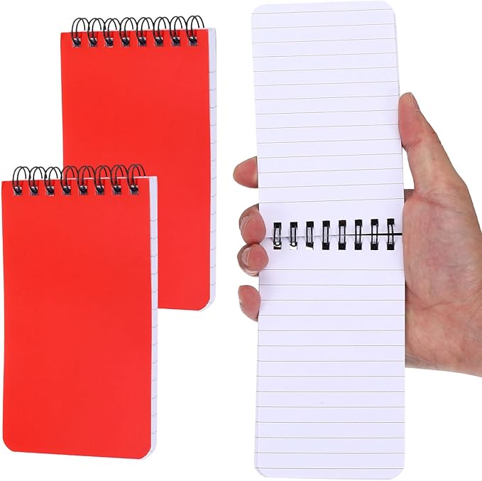PATIKIL 3x5" Pocket Sketchbook, 2 Pcs Top Spiral Notebook Mini Lined Notebook Memo Pads 80GSM 60 Sheets/120 Pages Hard Cover Portable for Office Outdoor Travel Journal Draw, Red