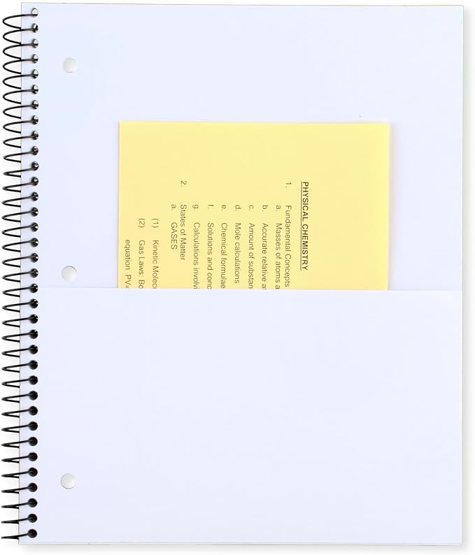 Mead Spiral Notebook, 5 Pack, 3 Subject, Wide Ruled Paper, Plastic Cover, 8" x 10-1/2", 120 Sheets per Notebook, Black, Red, Blue, Green and Yellow (930100A-ECM)