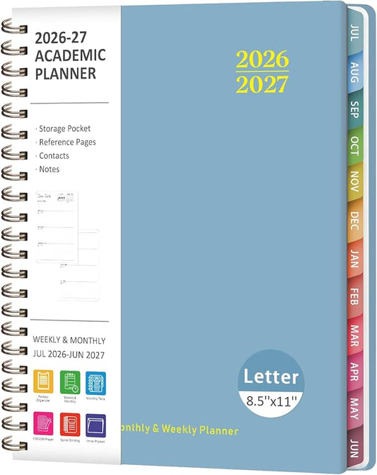 Planner 2026-2027, Weekly and Monthly Academic Planner, July 2026 - June 2027, Hardcover Calendar Agenda Book for School Year Planning, School Supplies for Teacher and Student, Letter Size(8.5'' x 11'')