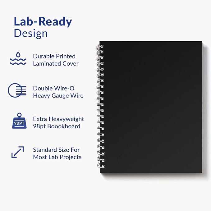 Vela Sciences W5 Wirebound Lab Notebook, 8.5 x 11 in (21.5 x 28 cm), 128 Pages, Double Wire Looped, 70lb Heavyweight Paper (24-Pack, Ruled +)