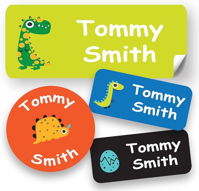 120-ct Personalized Waterproof Name Labels – 3-Line Custom Stick-On Tags for Daycare & Camp – Dishwasher-Safe, Cute Pastel Designs, Pre-Cut