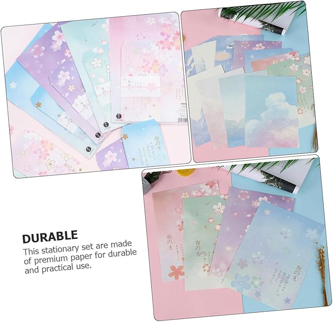 MAGICLULU Blossoms Pattern Writing Paper Set 40pcs B5 Japanese Style Stationery Letter Paper for Writing and Printing Vintage Floral Design Office and School Supplies
