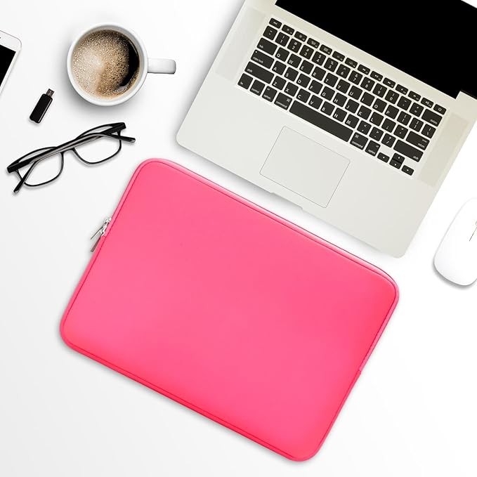 RAINYEAR 16 Inch Laptop Sleeve Soft Case Padded Bag Specially Compatible with 16" MacBook Pro M1 M2 M3 M4 M5 Pro/Max A2141 A2485 A2780 A2991 A3403 A3186 A3428 A3429 (Bright Pink)