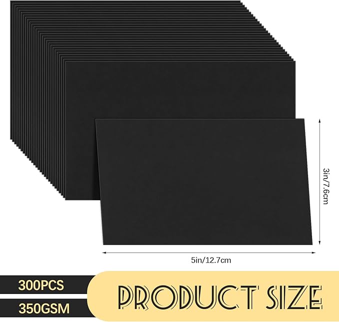 Bercoor 300 Pieces Blank 3 x 5 Inch Index Cards, Heavy Note Cards Study Cards for Office, School Learning, Black