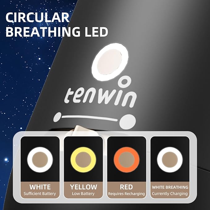 tenwin Fully Automatic Electric Pencil Sharpener for 7-12mm Pencils, Auto in&Eject, 3 Selectable Adjustable Pencil Nibs with Breathing Light (Black)