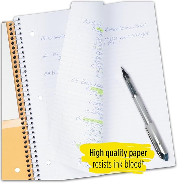 Five Star Spiral Notebook, 1 Subject, College Ruled Paper, 100 Sheets, 11" x 8-1/2", Color Selected For You, 1 Count (06044)