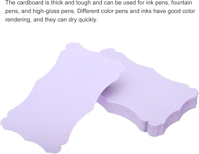 PATIKIL 3"x5" Blank Paper Business Cards, 50 Pack Small Index Flash Cards Words Message Note Card Mini Paper Tags Lace for DIY Gift, Light Purple