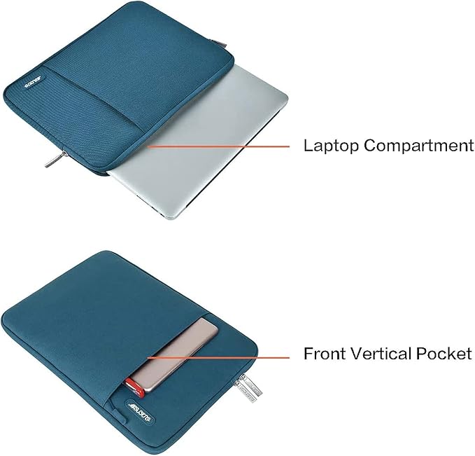 MOSISO Laptop Case 13.3 inch, 13-13.3 inch Laptop Sleeve Compatible with MacBook Air/Pro 13/Pro 14 M5 M4 M3 M2 M1, HP Dell ASUS Lenovo,Polyester Vertical Computer Sleeve Bag with Pocket, Deep Teal