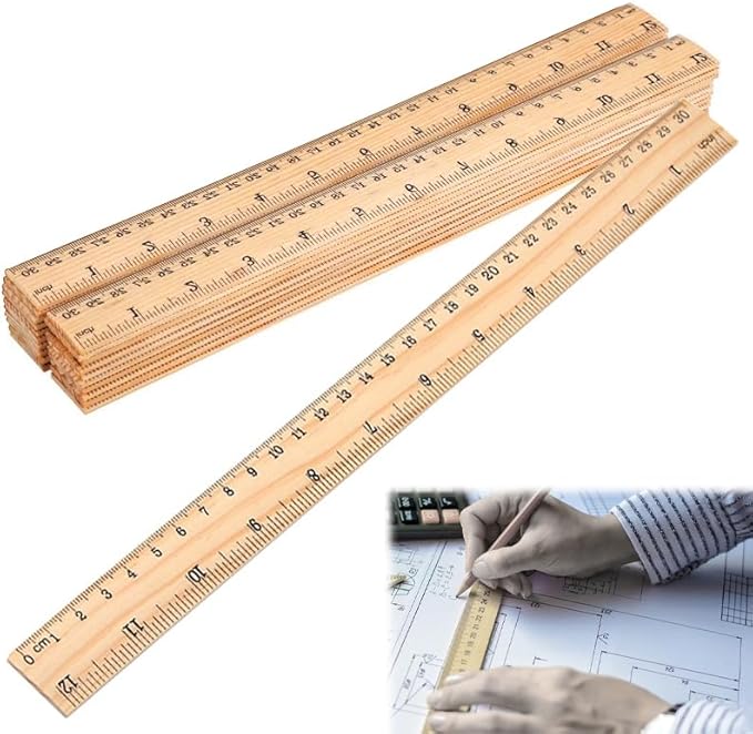 Wooden Ruler 12 Inch, 20 Pack Wooden Rulers Bulk for Classroom, Wood Measuring Ruler for Students, Teachers, School