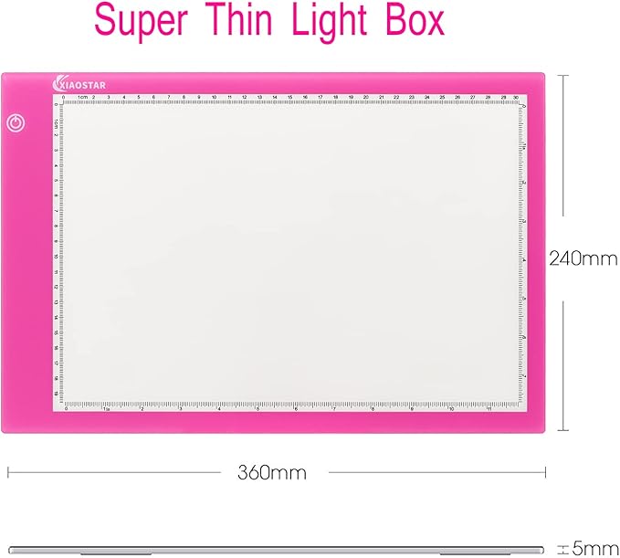 XIAOSTAR Light Box Drawing Pad, Tracing Board with Type-C Charge Cable and Brightness Adjustable for Artists, AnimationDrawing, Sketching, Animation, X-ray Viewing (A4-Pink)