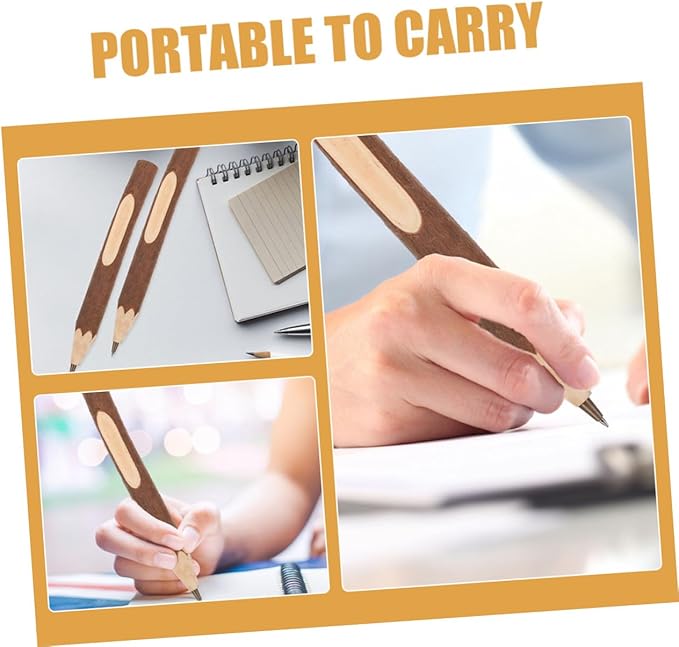 CALLARON 10pcs Creative Wooden Ballpoint Pens 17cm Natural Tree Bark Texture Portable Writing Supplies Eco-friendly Biodegradable Office School Use