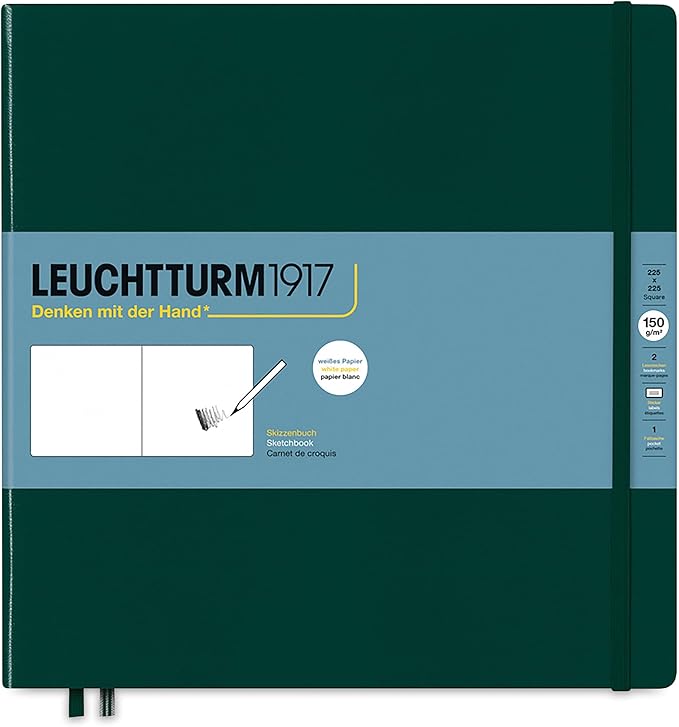 Leuchtturm1917 - Square Hardcover Sketchbook (Forest Green) - 112 Pages of 150g/m² Paper