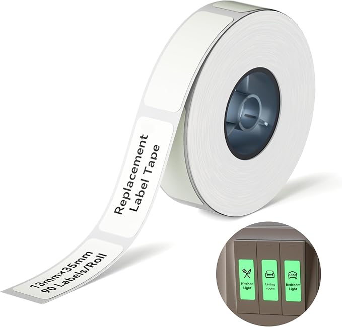 NIIMBOT Thermal Transfer Labels 0.52''x1.38'', Only for B18/N1 Label Maker | Long Storage Time, for Office Home Small Businesses Switch Labeling, Luminous Sticker(13mmx35mm)