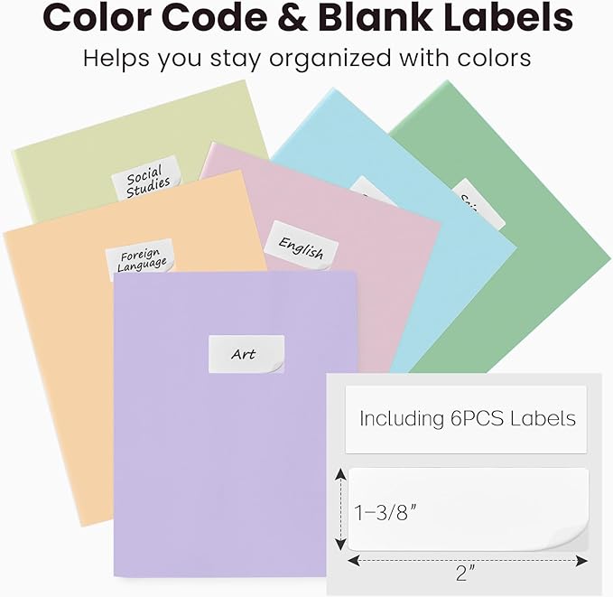 Sooez 6Pack Folders with Pockets, Pastels Colors, Heavy Duty Pocket Folder, Plastic Folders with Pockets, 2-Pocket Folder Bulk, Aesthetic File Folder, Back to School Office Filing Supplies