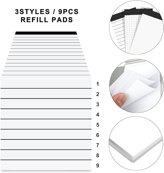 amassan 10 Pieces Metal Pocket Notebook with Pen Set, Small Pocket Notepad Aluminum Note Case with Pen and 60-Page Sheets (Black&Black)