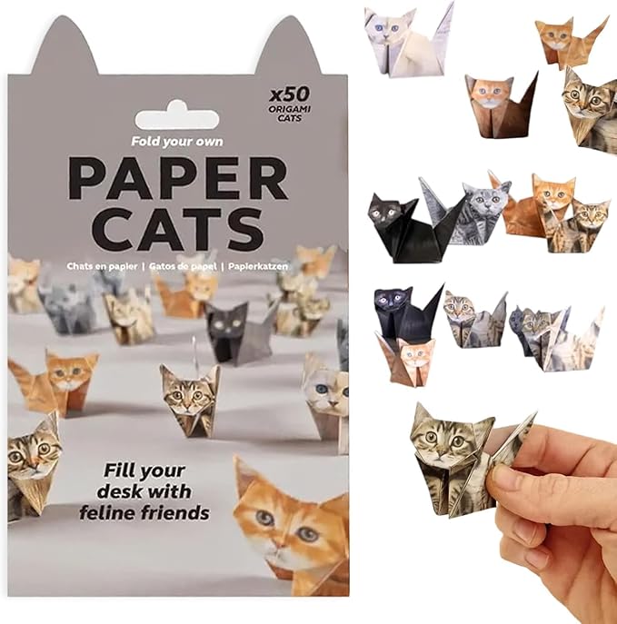 New 2026 DIY Paper Cat Origami Kit 50 Sheets DIY Origami Paper to Fold Cute Cat Figures Desk Decoration & Gift for Cat Lovers