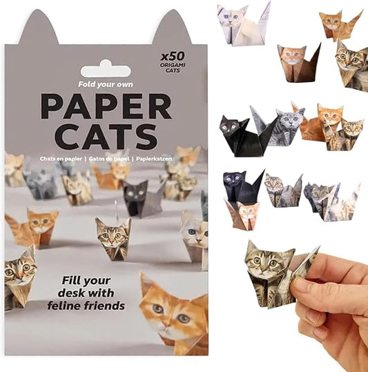 New 2026 DIY Paper Cat Origami Kit 50 Sheets DIY Origami Paper to Fold Cute Cat Figures Desk Decoration & Gift for Cat Lovers