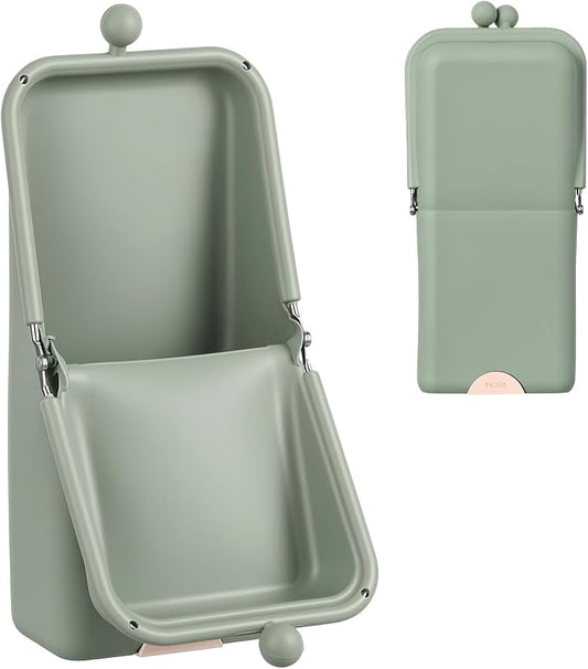 Kacctyen Makeup Brush Case Silicone Standing Makeup Brush Holder,Sage Green | Silicone Make up Travel Bag with Suction Portable Cosmetic Organizer Phone Stand Pouch for Travel Home Back to School Use