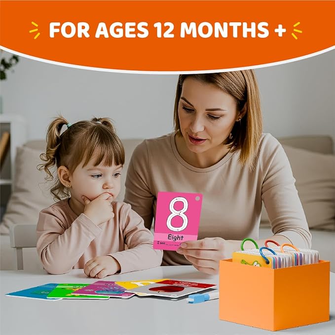STUDYKEY ABC Flash Cards for Toddlers 1-3–First Words, Alphabet Flashcards, Animal, Color, Number, Shape, Large phonics baby Learning Cards for Toddler 1-3 Montessori style Preschool, Kindergarten toy