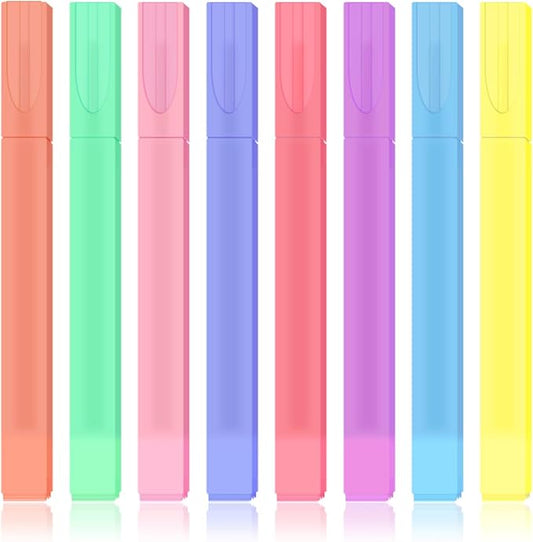 Pastel Bible Highlighters, 8 Pack Cute Chisel Tip Highlighter Set, Assorted Candy Colors for Bible Study, Journaling, Notes, School and Office