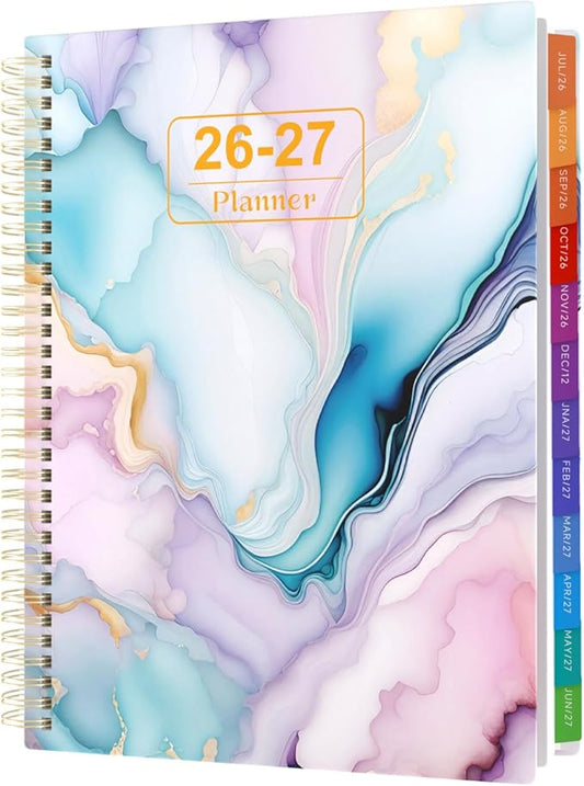 Planner 2026-2027 Weekly and Monthly A4 Size - Agenda 2026-2027 July 2026 - June 2027, A4 Spiral Binding Agenda with Monthly Tabs, Inner Pocket, 100gsm Thick Paper (8.5" x 11")