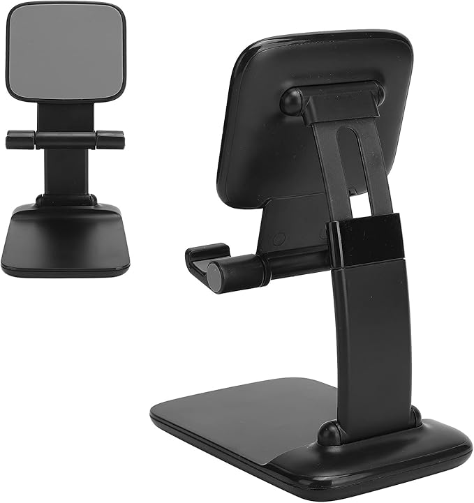 ciciglow Adjustable Desktop Mobile Phone Tablet Stand Holder for Webcast Online Meeting (Plastic Black)