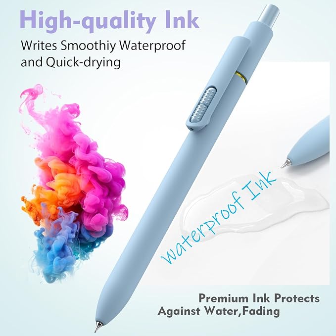 HIACRY 8 Pack Colorful Gel Ink Pens，Quick-Dry 0.7mm Fine Point Fidget Pens for Smooth Writing, Journaling & Drawing, Aesthetic Morandi Colored Pens for Women, School & Office Supplies (Morandi Colors)