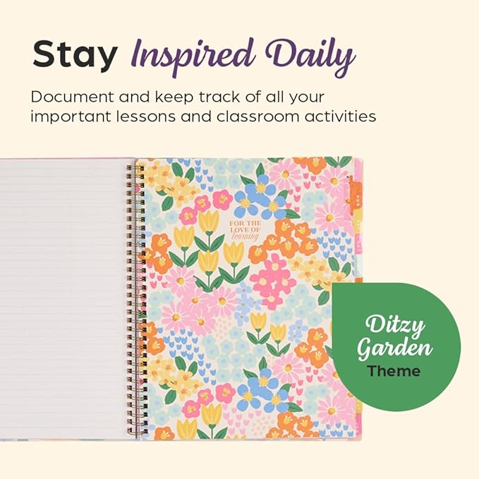 Organized by Happy Planner Twin-Loop Dated 12-Month July 2026–June 2027 Academic Planner, Big Size, 8.5" x 11", Academic Layout, Ditzy Garden