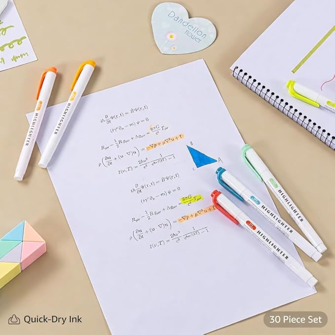 15 Count Dual-Tip Highlighters, Pastel Colors Fine & Bold Tip, Quick-Dry Non-Bleeding Highlighter Markers for Bible Journaling,School,Office,Notes (15 colors highlighters - Starry Sky Color)