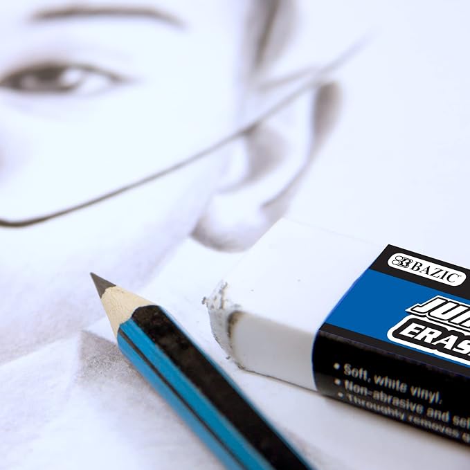 BAZIC Products Jumbo Eraser, PVC & Latex-Free, 4 Count