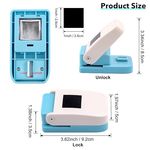 2Pcs Stamp Punches, 1x0.8 inch Rectangular Postage Stamp Shapes Puncher & 1" Square Craft Hole Punch, Lever Action Craft Punch for Paper Crafting Scrapbooking Stamping-Out Cutter Crafts Supplies Tools
