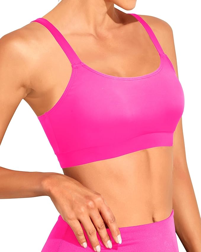 Tempt Me Women Sports Bra Bikini Tops Scoop Neck Bathing Suits Top Padded Swim Crop Tops Only