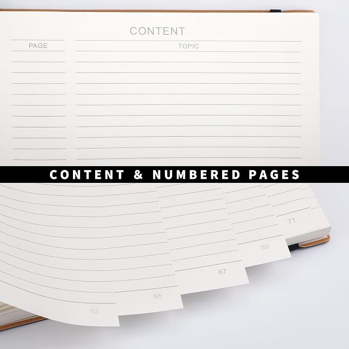 RETTACY Lined Journal Notebook, 204 Numbered Pages per Pack, B5 7.6" × 10"