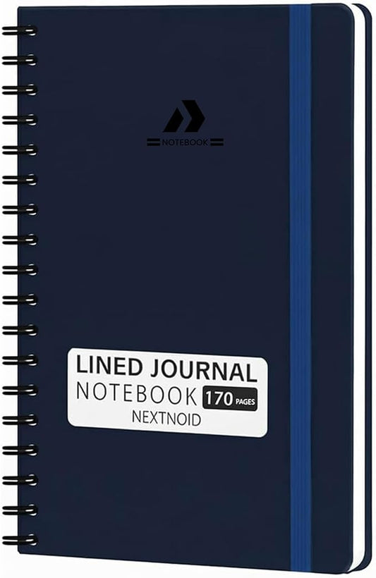 Nextnoid Lined Spiral Notebook Journal For Women & Men - A5(5.8" x 8.3") 170 Pages, Hardcover Notebooks for Work & Note Taking, College Ruled Journals for Writing - Navy Blue